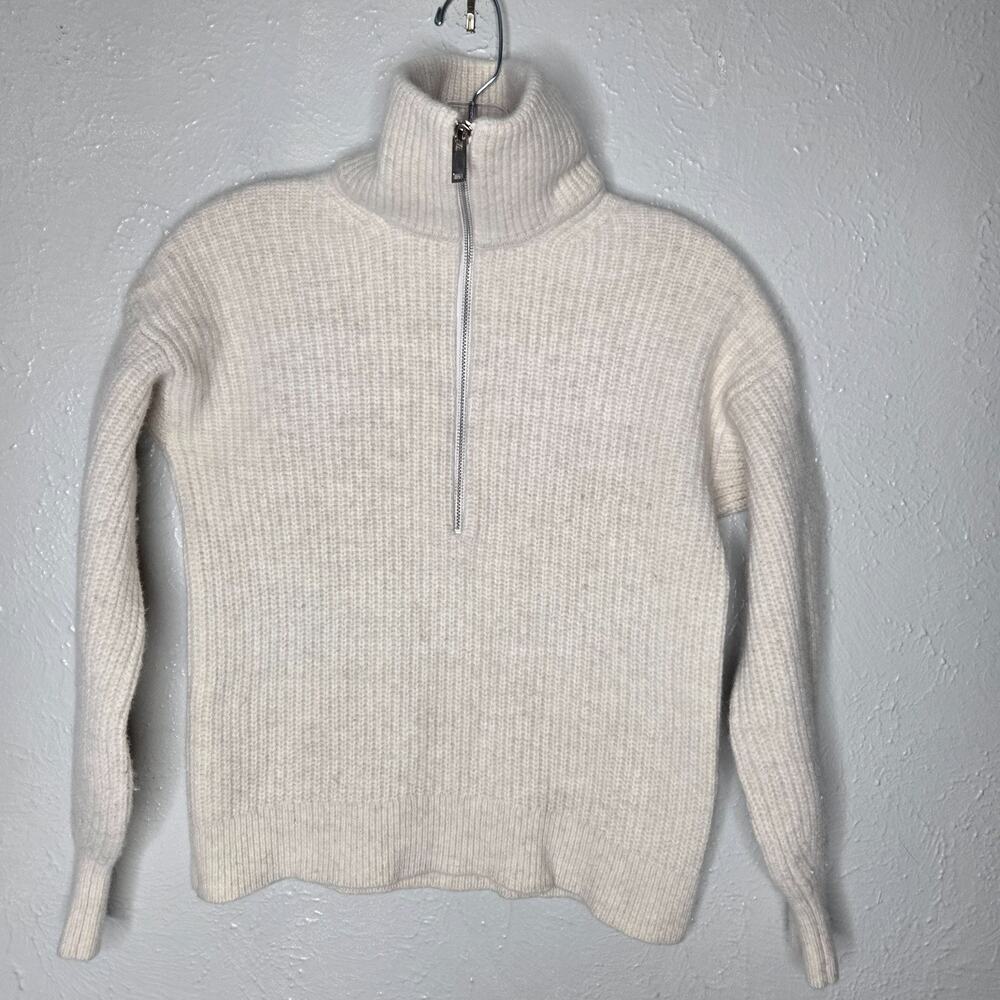 Everlane womens half zip pullover sweater luxe merino wool sz xs ivory